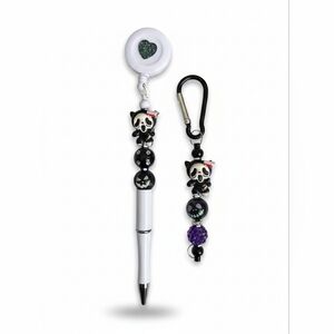 Scream "Ghostface" Keychain And Pen W/reel And Clip White & Black